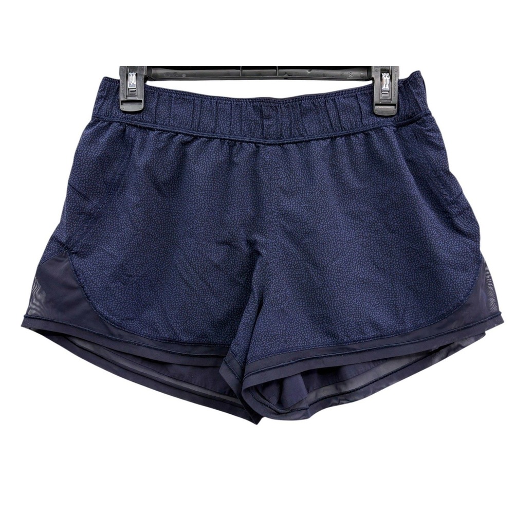 Lululemon Reversible Running Shorts Navy Micro Dot Print Athletic Lined Size‎ 8